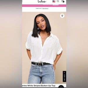 Everlee White Striped Button-Up Top NWOT
